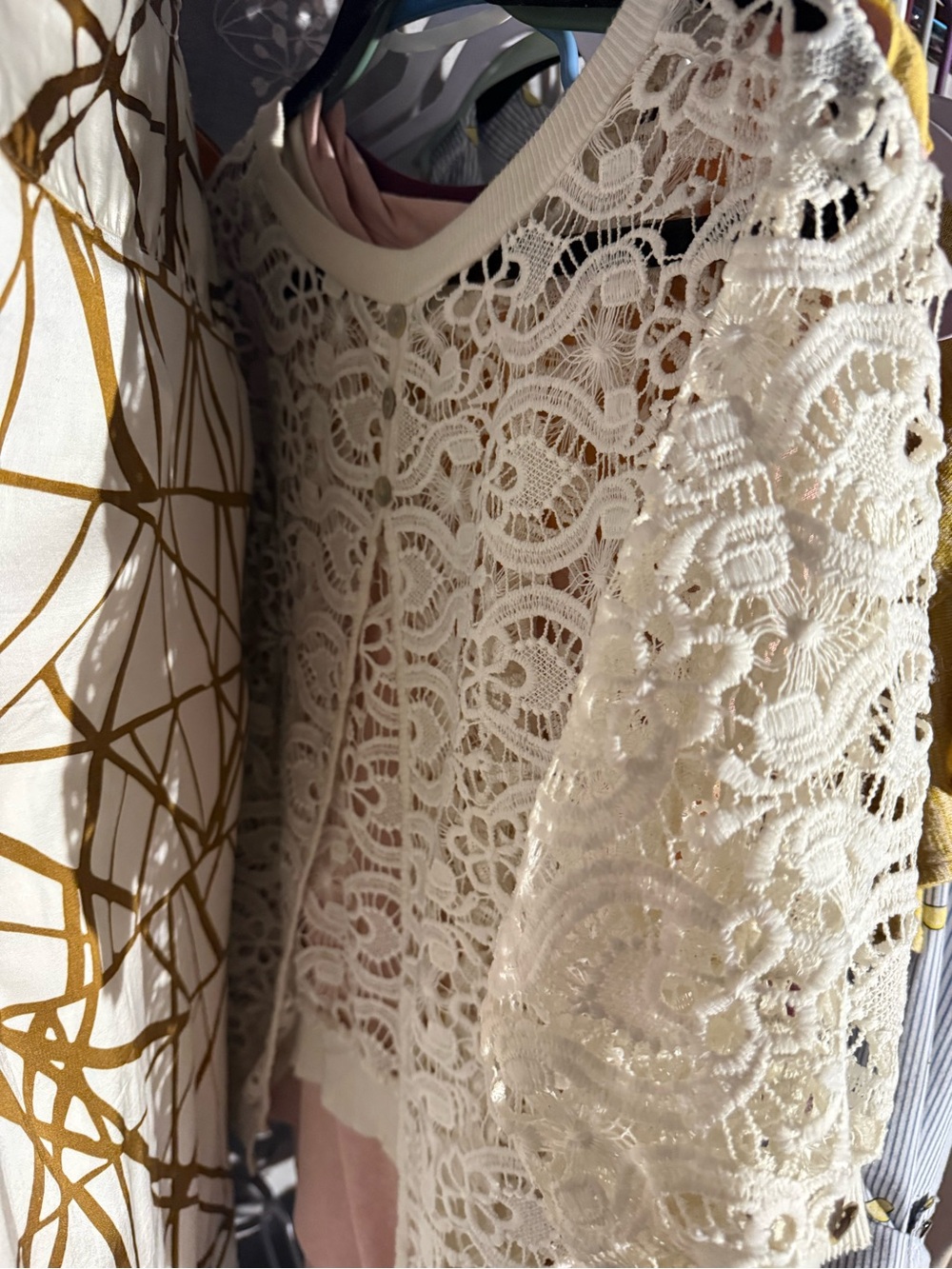 Cream Lace Crochet Tunic Top - Elegant Women's Layering Piece